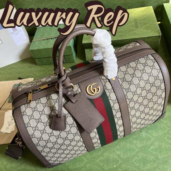 Replica Gucci Unisex Savoy Large Duffle Bag Beige Ebony GG Supreme Canvas Double G 6