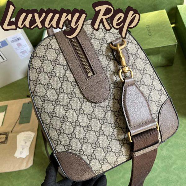 Replica Gucci Unisex Savoy Large Duffle Bag Beige Ebony GG Supreme Canvas Double G 8