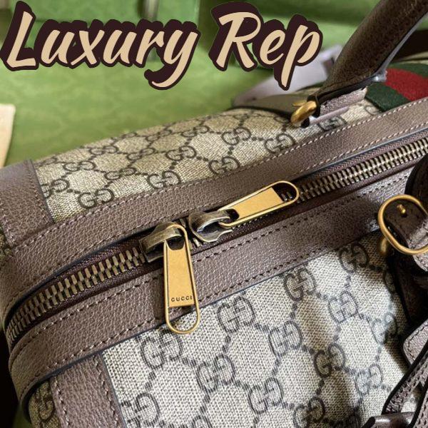 Replica Gucci Unisex Savoy Large Duffle Bag Beige Ebony GG Supreme Canvas Double G 10