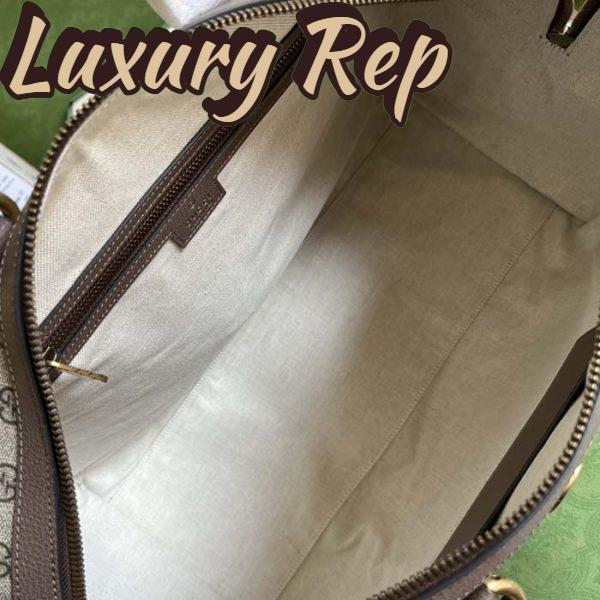 Replica Gucci Unisex Savoy Large Duffle Bag Beige Ebony GG Supreme Canvas Double G 11