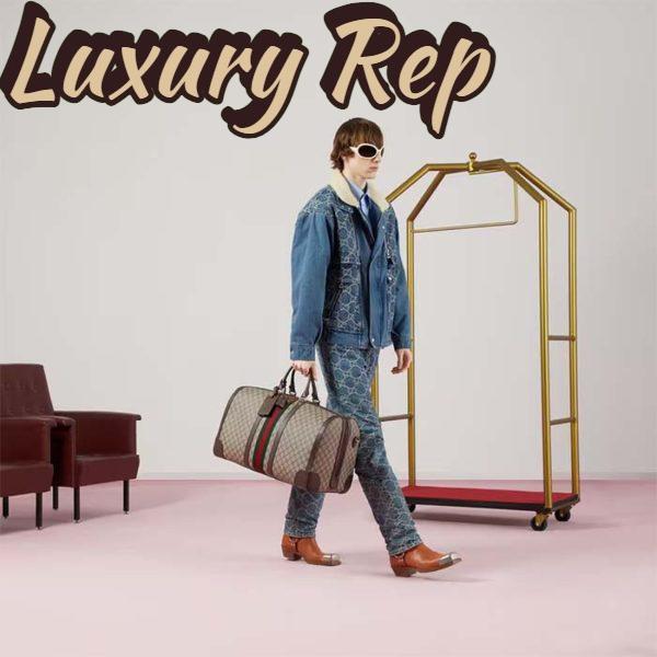 Replica Gucci Unisex Savoy Large Duffle Bag Beige Ebony GG Supreme Canvas Double G 12