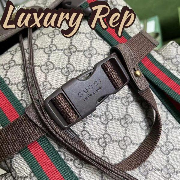 Replica Gucci Unisex Skateboard Backpack Web Beige Ebony GG Supreme Canvas 9