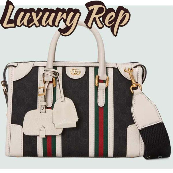 Replica Gucci Unisex Small Canvas Top Handle Bag Double G White Black Original GG Canvas