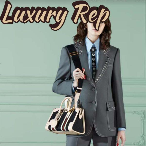 Replica Gucci Unisex Small Canvas Top Handle Bag Double G White Black Original GG Canvas 12