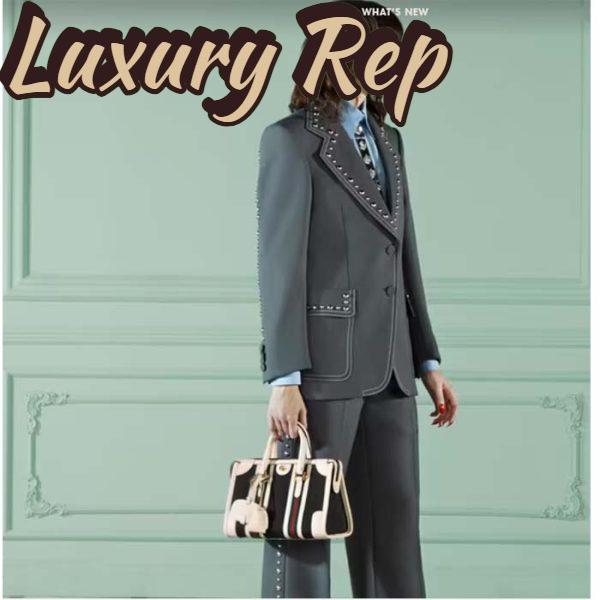 Replica Gucci Unisex Small Canvas Top Handle Bag Double G White Black Original GG Canvas 13