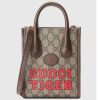 Replica Gucci Unisex Tiger GG Small Tote Bag Beige Ebony GG Supreme Canvas 16