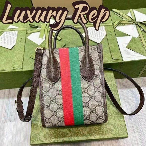 Replica Gucci Unisex Tiger GG Mini Tote Bag Beige Ebony GG Supreme Canvas 5