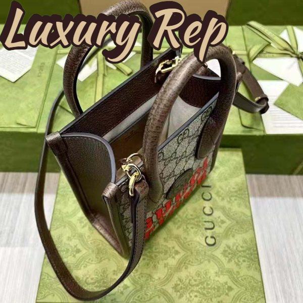 Replica Gucci Unisex Tiger GG Mini Tote Bag Beige Ebony GG Supreme Canvas 6