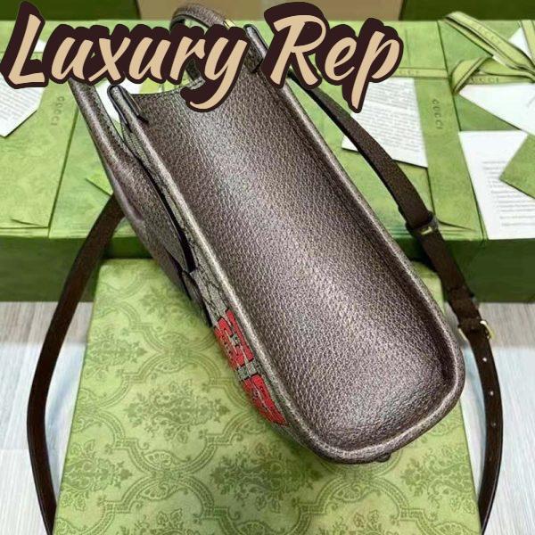Replica Gucci Unisex Tiger GG Mini Tote Bag Beige Ebony GG Supreme Canvas 7