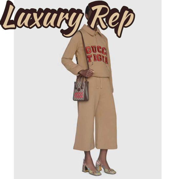 Replica Gucci Unisex Tiger GG Mini Tote Bag Beige Ebony GG Supreme Canvas 12