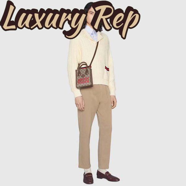 Replica Gucci Unisex Tiger GG Mini Tote Bag Beige Ebony GG Supreme Canvas 13