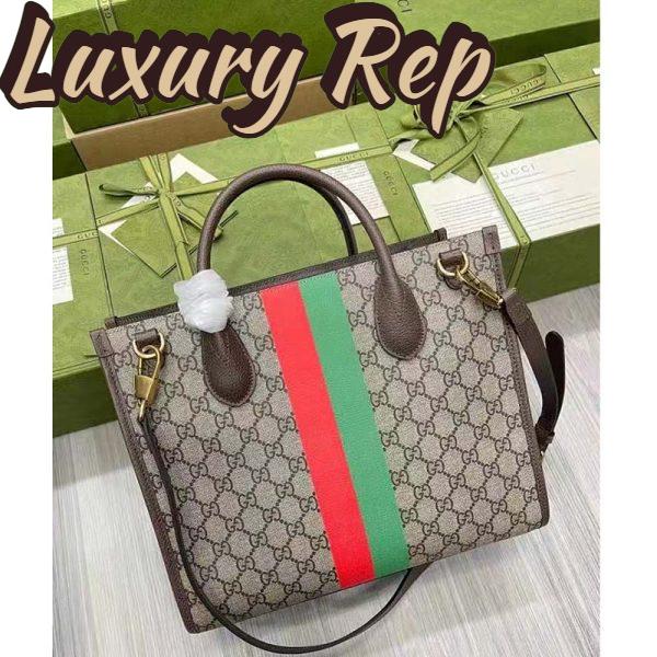 Replica Gucci Unisex Tiger GG Small Tote Bag Beige Ebony GG Supreme Canvas 4