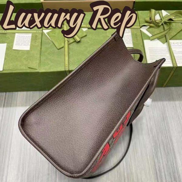Replica Gucci Unisex Tiger GG Small Tote Bag Beige Ebony GG Supreme Canvas 5