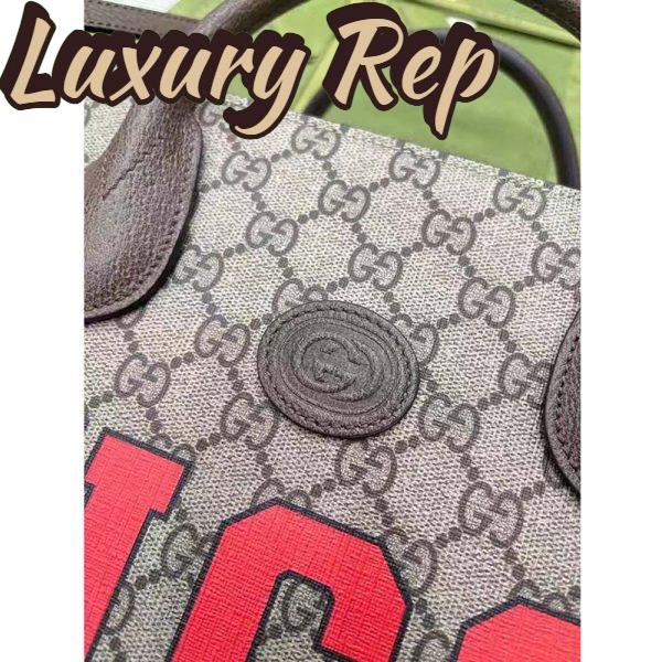 Replica Gucci Unisex Tiger GG Small Tote Bag Beige Ebony GG Supreme Canvas 8