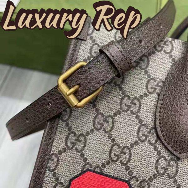 Replica Gucci Unisex Tiger GG Small Tote Bag Beige Ebony GG Supreme Canvas 9