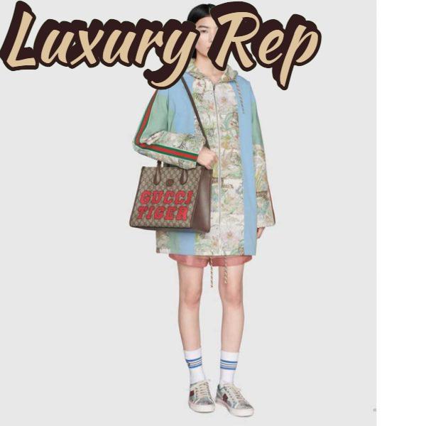 Replica Gucci Unisex Tiger GG Small Tote Bag Beige Ebony GG Supreme Canvas 13