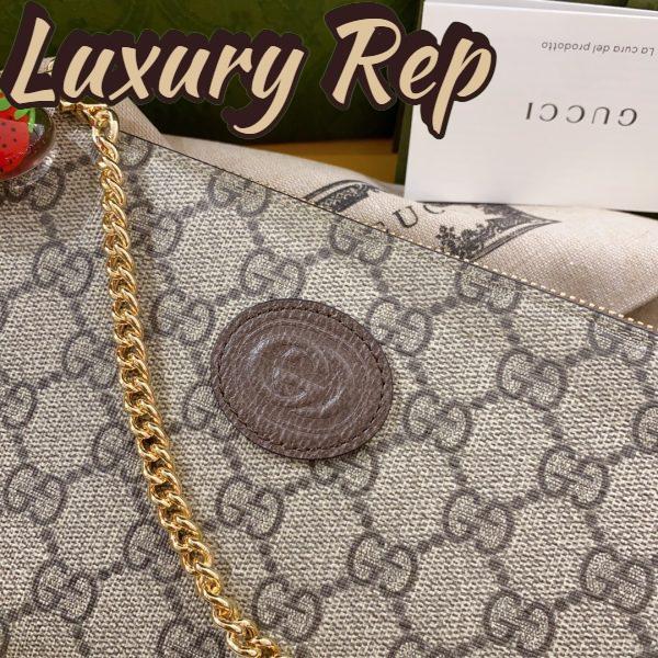 Replica Gucci Unisex Wrist Wallet Double G Strawberry Beige Ebony GG Supreme Canvas 6