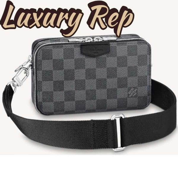 Replica Louis Vuitton LV Unisex Alpha Wearable Wallet Damier Graphite Coated Canvas Cowhide