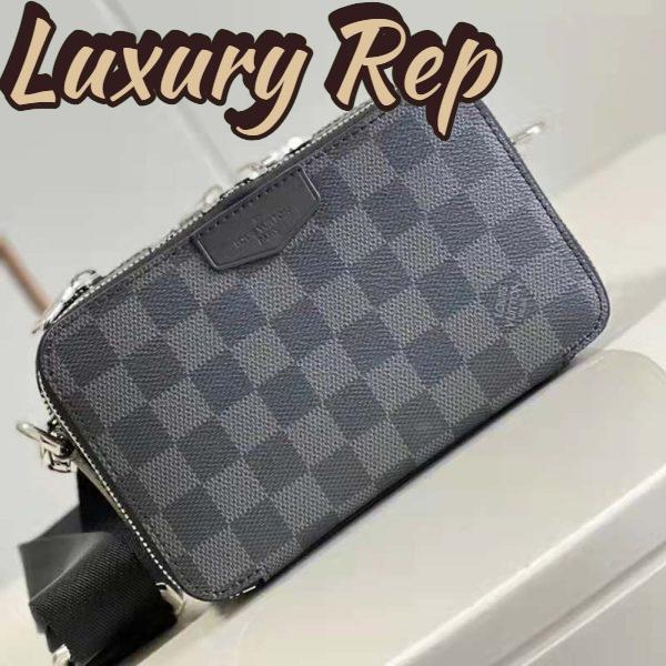 Replica Louis Vuitton LV Unisex Alpha Wearable Wallet Damier Graphite Coated Canvas Cowhide 3