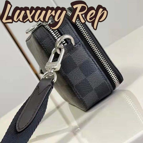 Replica Louis Vuitton LV Unisex Alpha Wearable Wallet Damier Graphite Coated Canvas Cowhide 8
