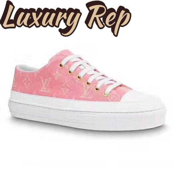 Replica Louis Vuitton LV Women Stellar Sneaker in Pink Monogram Denim