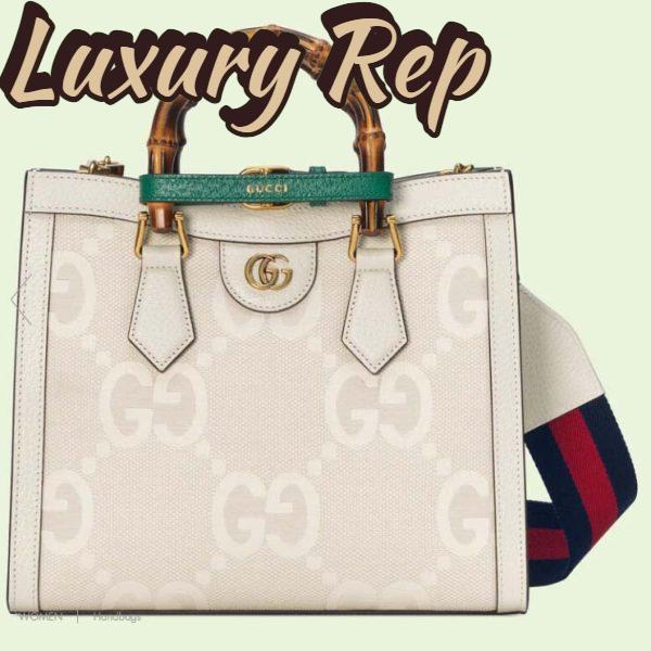 Replica Gucci Women Diana Small Jumbo GG Tote Bag Off-White Ivory Canvas Double G 2