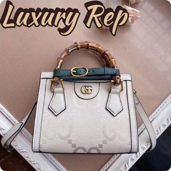 Replica Gucci Women Diana Small Jumbo GG Tote Bag Off-White Ivory Canvas Double G 3