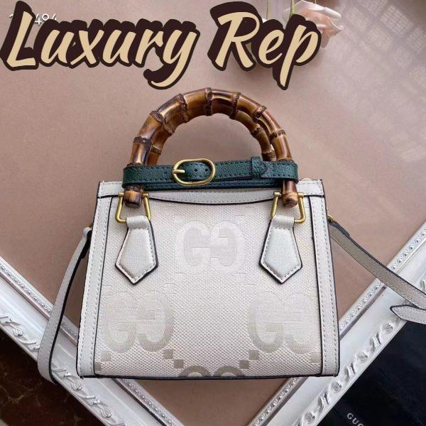 Replica Gucci Women Diana Small Jumbo GG Tote Bag Off-White Ivory Canvas Double G 4