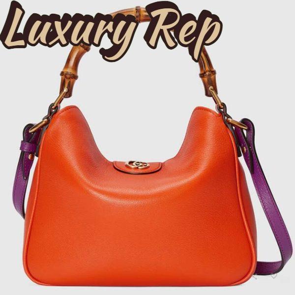 Replica Gucci Women Diana Small Shoulder Bag Orange Leather Double G