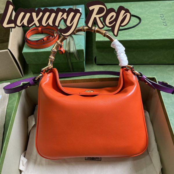 Replica Gucci Women Diana Small Shoulder Bag Orange Leather Double G 3