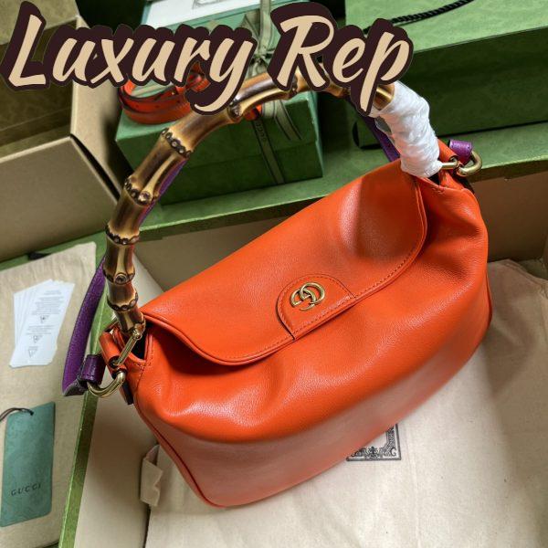 Replica Gucci Women Diana Small Shoulder Bag Orange Leather Double G 5