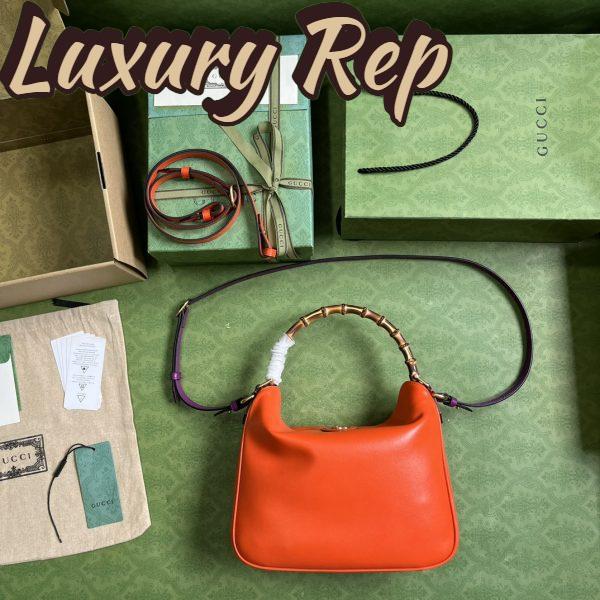 Replica Gucci Women Diana Small Shoulder Bag Orange Leather Double G 9