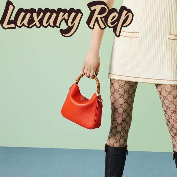 Replica Gucci Women Diana Small Shoulder Bag Orange Leather Double G 13