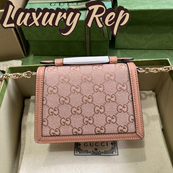 Replica Gucci Women Dionysus GG Mini Shoulder Bag Pink Canvas Leather Padlock Closure 4