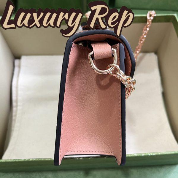 Replica Gucci Women Dionysus GG Mini Shoulder Bag Pink Canvas Leather Padlock Closure 7