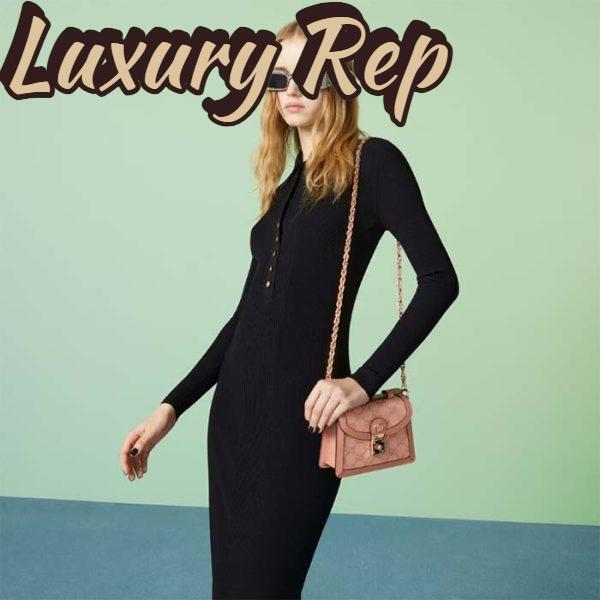 Replica Gucci Women Dionysus GG Mini Shoulder Bag Pink Canvas Leather Padlock Closure 12