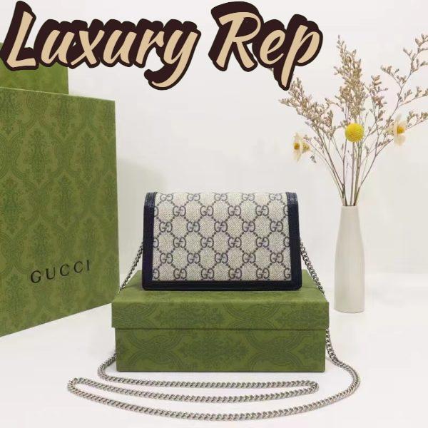 Replica Gucci Women Dionysus GG Super Mini Bag Beige Blue GG Supreme Canvas 4