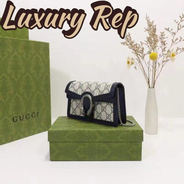 Replica Gucci Women Dionysus GG Super Mini Bag Beige Blue GG Supreme Canvas 7