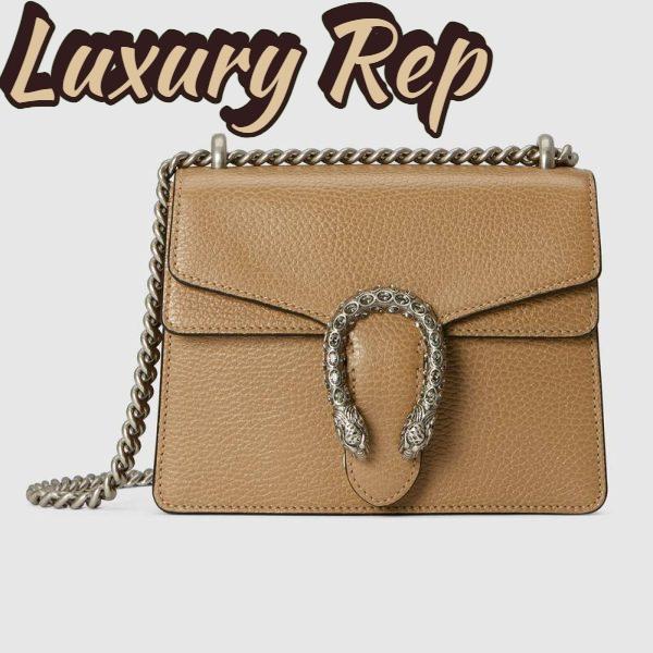 Replica Gucci Women Dionysus Mini Bag Brown Leather Tiger Head Closure