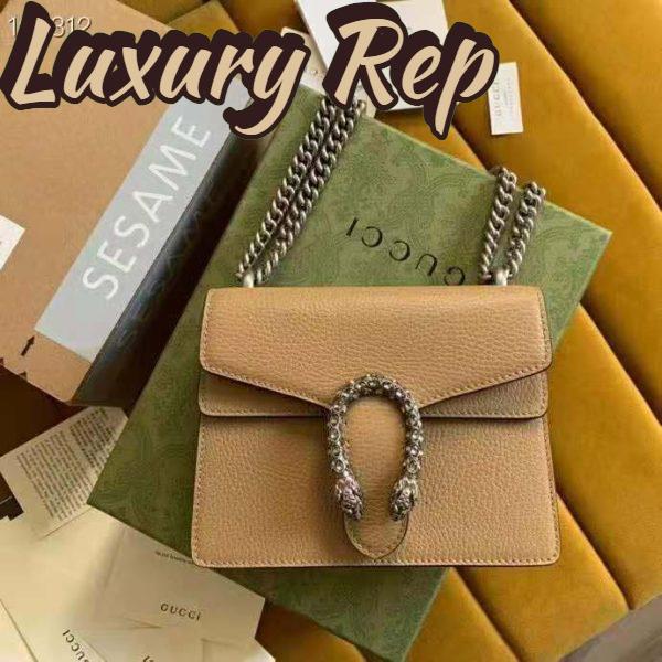 Replica Gucci Women Dionysus Mini Bag Brown Leather Tiger Head Closure 3