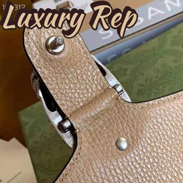 Replica Gucci Women Dionysus Mini Bag Brown Leather Tiger Head Closure 10