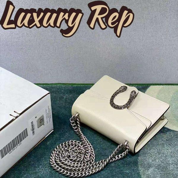 Replica Gucci Women Dionysus Mini Leather Bag White Textured Leather Tiger Head 7