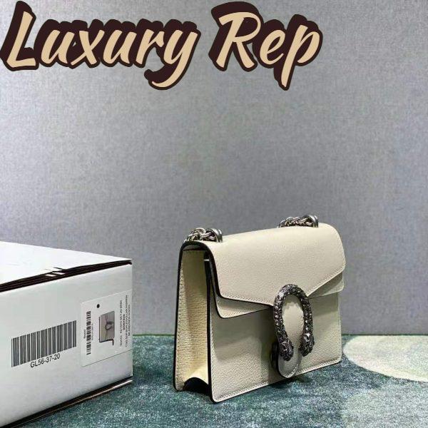 Replica Gucci Women Dionysus Mini Leather Bag White Textured Leather Tiger Head 8