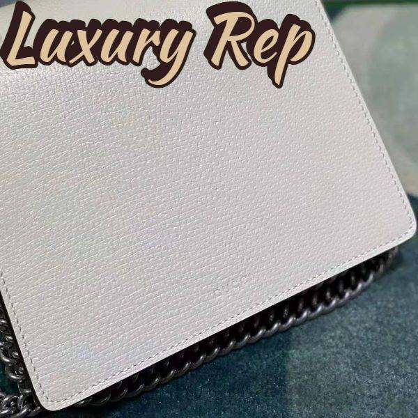 Replica Gucci Women Dionysus Mini Leather Bag White Textured Leather Tiger Head 12