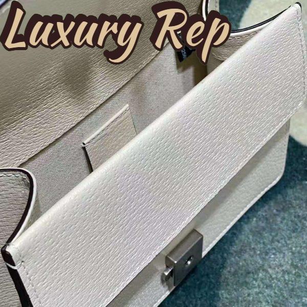 Replica Gucci Women Dionysus Mini Leather Bag White Textured Leather Tiger Head 13