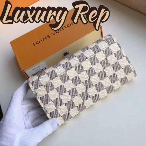 Replica Louis Vuitton LV Women Sarah Wallet Damier Azur Coated Canvas 7