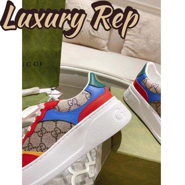 Replica Gucci Unisex Sneaker Beige Blue GG Supreme Canvas Interlocking G 5.6 Cm Heel 11