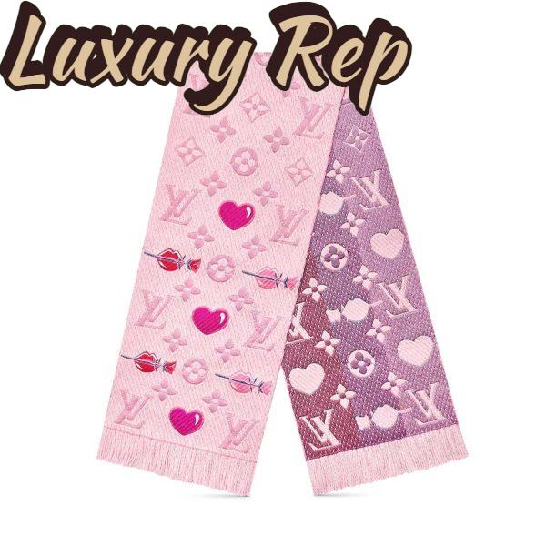 Replica Louis Vuitton LV Women Logomania A La Folie Scarf with Silk Wool-Pink