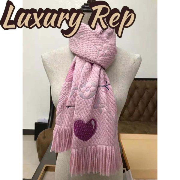 Replica Louis Vuitton LV Women Logomania A La Folie Scarf with Silk Wool-Pink 3