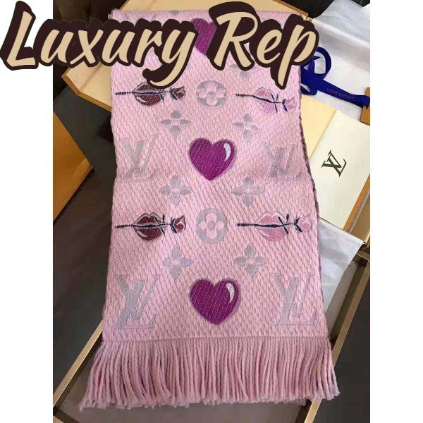 Replica Louis Vuitton LV Women Logomania A La Folie Scarf with Silk Wool-Pink 4